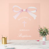 Bienvenue au baptême à l'arc rose aquarelle (Mariage)