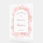 Bienvenue au baptême avec feuillage rose (Angle)