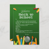 Bienvenue Au Carte pour notes De L'École (Devant / Derrière)