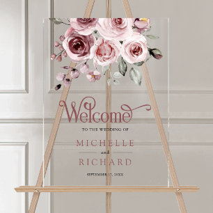 Bienvenue au mariage aux roses roses poussiéreuses