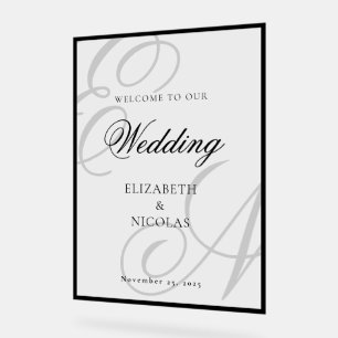 Bienvenue au mariage avec monogramme de luxe et vi