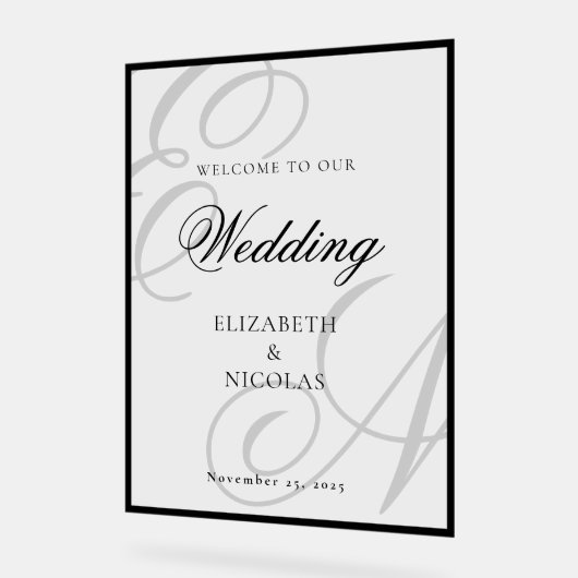 Bienvenue au mariage avec monogramme de luxe et vi (Angle)