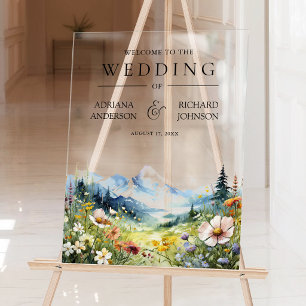 Bienvenue au mariage dans la prairie de montagne a