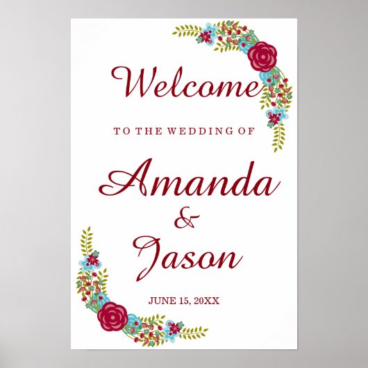 Bienvenue au Mariage de - Poster - Décor fleuri (Devant)