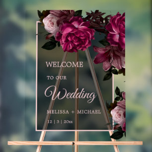 Bienvenue au mariage de roses romantiques dessinée