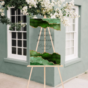 Bienvenue au Mariage d'or moderne Green Faux