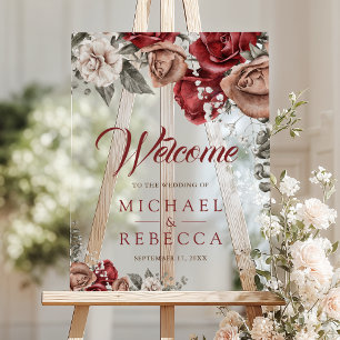 Bienvenue au mariage floral de roses rouges de Bou