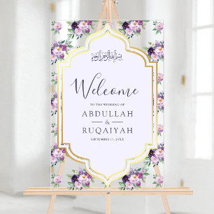 Bienvenue au mariage musulman floral doré coquelic