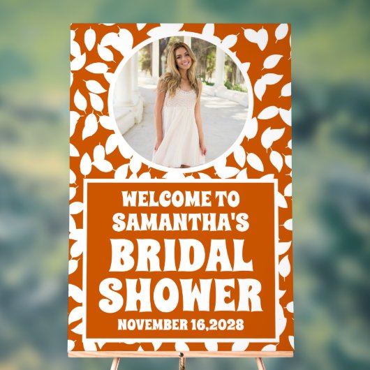 Bienvenue au mariage rustique avec photo de feuill (Neutre)