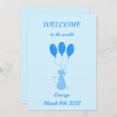 BIENVENUE au monde - carte bébé garçon (Devant / Derrière)