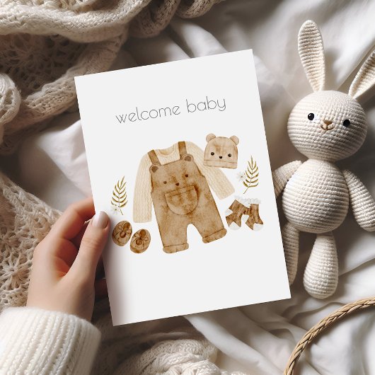 Bienvenue Baby Bear Boho Félicitations Carte