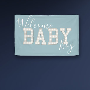 Bienvenue Baby Boy Blue Shower Party Bannière