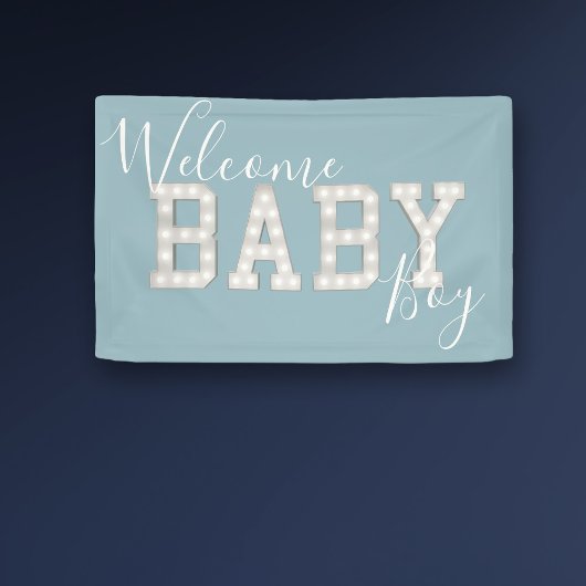 Bienvenue Baby Boy Blue Shower Party Bannière