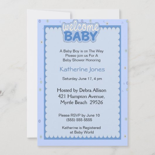 Bienvenue Baby Boy Shower Invitation (Devant)