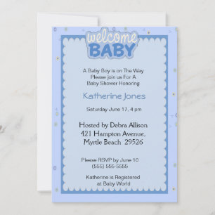 Bienvenue Baby Boy Shower Invitation