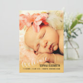 Bienvenue Baby Girl Faire-part photo verticale (Debout devant)