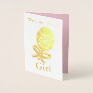 Bienvenue Baby Girl Gold Foil Carte de voeux