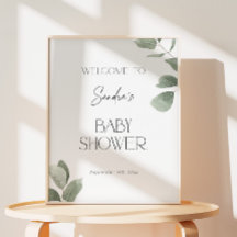 Bienvenue Baby Shower Eucalyptus Moderne