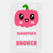 Bienvenue Baby shower fille Citrouille rose mignon (Recto)