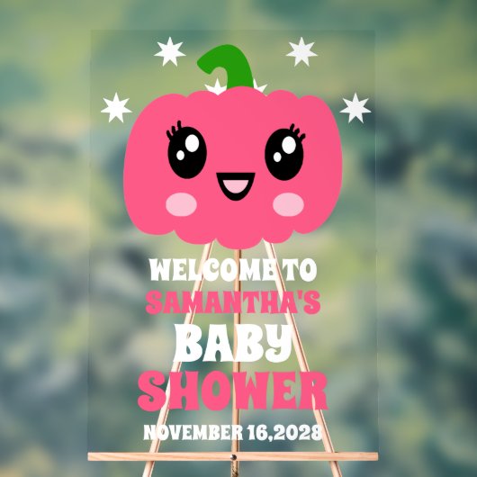 Bienvenue Baby shower fille Citrouille rose mignon (Neutre)