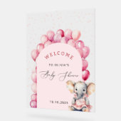 Bienvenue Baby shower fille Eléphant rose Ballons (Angle)
