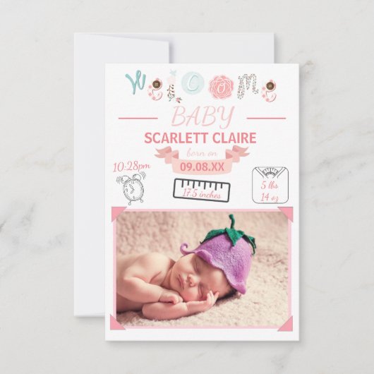 Bienvenue bébé avec dessins - 3x5 Faire-part de na (Devant)