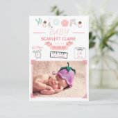 Bienvenue bébé avec dessins - 3x5 Faire-part de na (Debout devant)