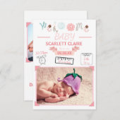 Bienvenue bébé avec dessins - 3x5 Faire-part de na (Devant / Derrière)