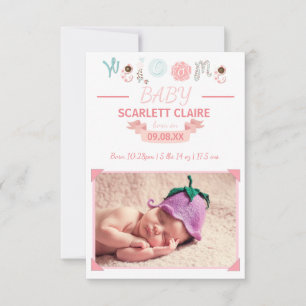 Bienvenue Bébé avec Photo - Faire-part de naissanc