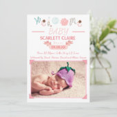 Bienvenue bébé avec photo - Faire-part de naissanc (Debout devant)