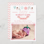 Bienvenue bébé avec photo - Faire-part de naissanc (Devant / Derrière)