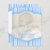 Bienvenue bébé bleu fête photo invitation carte (Devant / Derrière)