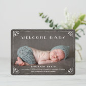 Bienvenue bébé doucement encadré Faire-part de nai (Debout devant)