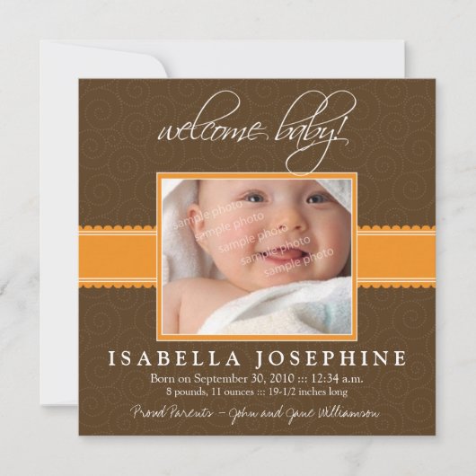 Bienvenue bébé ! Faire-part de naissance de ruban (Devant)