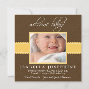 Bienvenue bébé ! Faire-part de naissance jaune