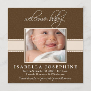 Bienvenue bébé ! Faire-part de naissance ruban Tau