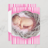 Bienvenue bébé fille rose de la carte d'invitation (Devant / Derrière)