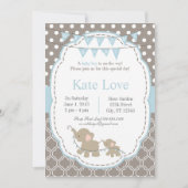 Bienvenue bébé garçon éléphant 5" x 7" Invitations (Devant)