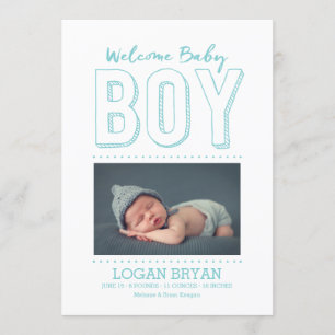 Bienvenue bébé garçon   Faire-part de naissance