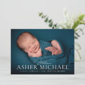 Bienvenue bébé naissance photo Faire-part garçon f (Debout devant)