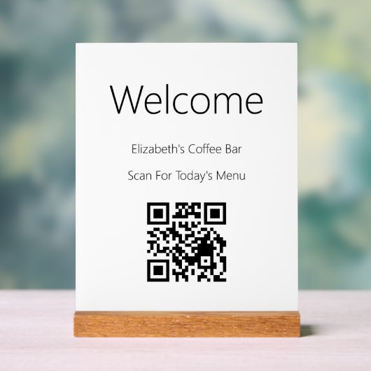Bienvenue Black White Scan QR Code for Menu Modèle (Neutre)