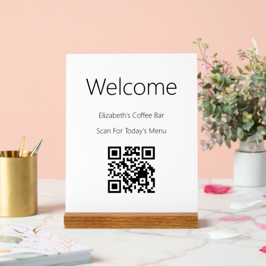 Bienvenue Black White Scan QR Code for Menu Modèle (Mariage)