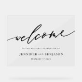 bienvenue  | Blanc Noir Calligraphie Simple Mariag (Recto)