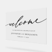 bienvenue  | Blanc Noir Calligraphie Simple Mariag (Angle)