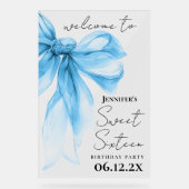 Bienvenue Blue Bow Coquette Script Sweet 16 (Recto)