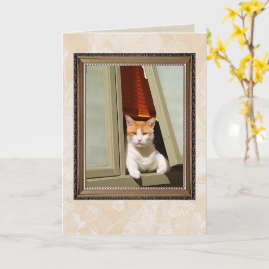 bienvenue carte chat (Fleur jaune)