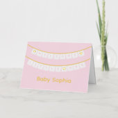 Bienvenue Carte de félicitations pour bébé rose Li (Recto)