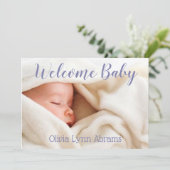 Bienvenue Carte photo bébé pourpre (Debout devant)