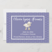 Bienvenue Carte photo bébé pourpre (Dos)