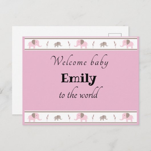 Bienvenue carte postale bébé (Devant / Derrière)